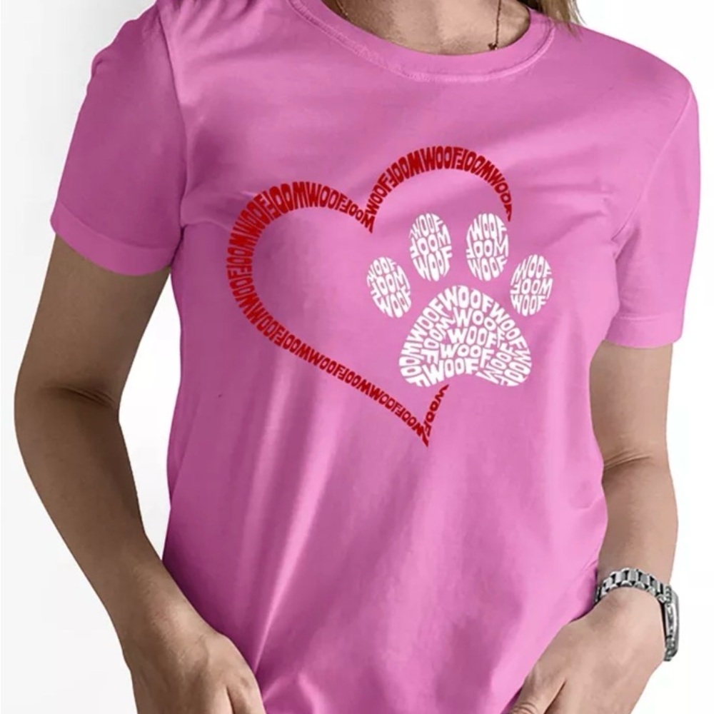 LA Pop Art Pink Woof Heart Short Sleeve Tee